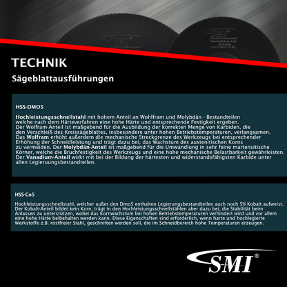 SMI Metall-Kreissägeblatt Hss DMO5 250 x 2,0 x 32 mm 200 Zähne